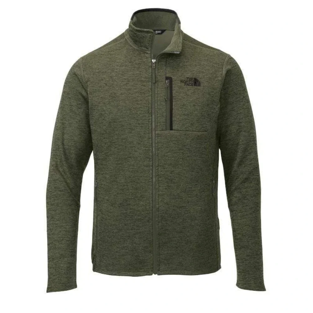 The North Face Mens Skyline Full Zip Fleece Jacket Green Heather Portfolio Tech